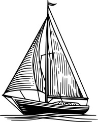 ship on white background, sailboat illustration