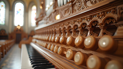 Close-up fragment of a church organ