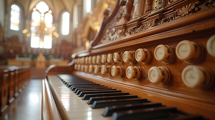Close-up fragment of a church organ