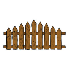 Hand drawn cartoon fence on white background.