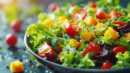 Foto op Plexiglas Photo of a colorful vegetable salad in a bowl. © SashaMagic
