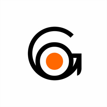 Abstract " Go " logo design with number 6 and arrow sign.