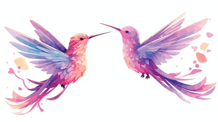 A pair of hummingbirds engaged in a mid-air dance 
