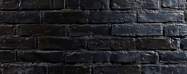 Black Brick Wall Illuminated by Light