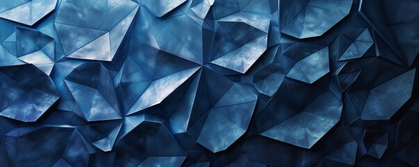 Blue Abstract Background With Triangular Shapes - obrazy, fototapety, plakaty