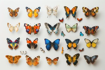 image of a large group of different colored butterflies