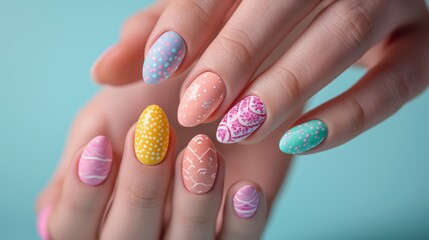 Easter-Themed Nail Art with Cute Designs and Pastel Colors