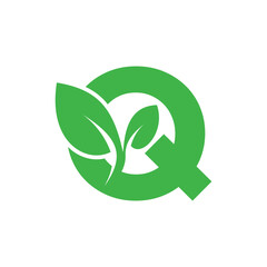 Leaf logo design vector with letter concept