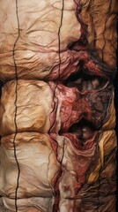 An abstract representation of skin layers blending realism with artistic interpretation