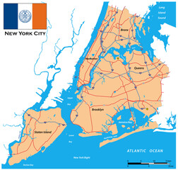 Simple overview map of New York City, United States - 756423757