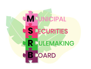 MSRB, Municipal Securities Rulemaking Board. Concept with keyword and icons. Flat vector illustration. Isolated on white.