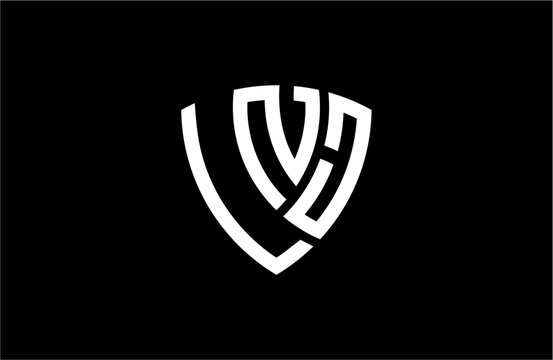 LNJ creative letter shield logo design vector icon illustration