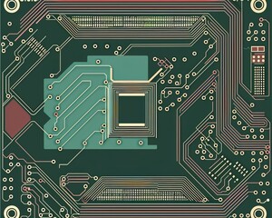 Schematic beauty a PCB with highlighted microchips and traces for educational backgrounds