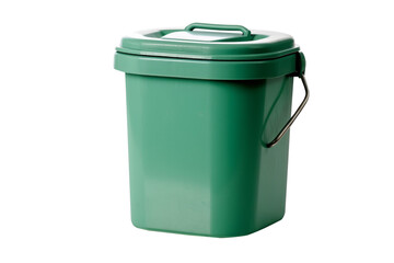 Green trash bin isolated on transparent background.