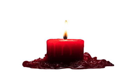 a front view red candle lighting isolated melting light fire flame