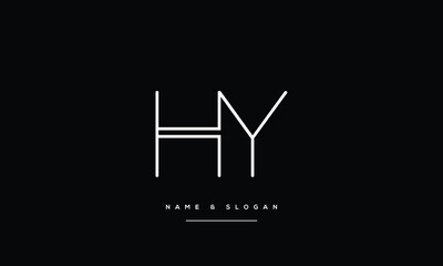 Alphabet Letters HY, YH, Initials Logo Monogram