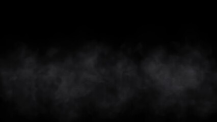 Beautiful illustration of white smoke or fog on plain black background