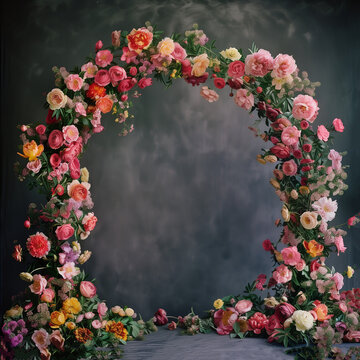 arri&egrave;re plan, arche de pivoines color&eacute;es
