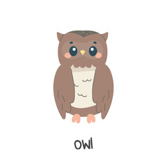 Children's illustration, cute owl,  with inscription. vector illustration for teaching children, t-shirt