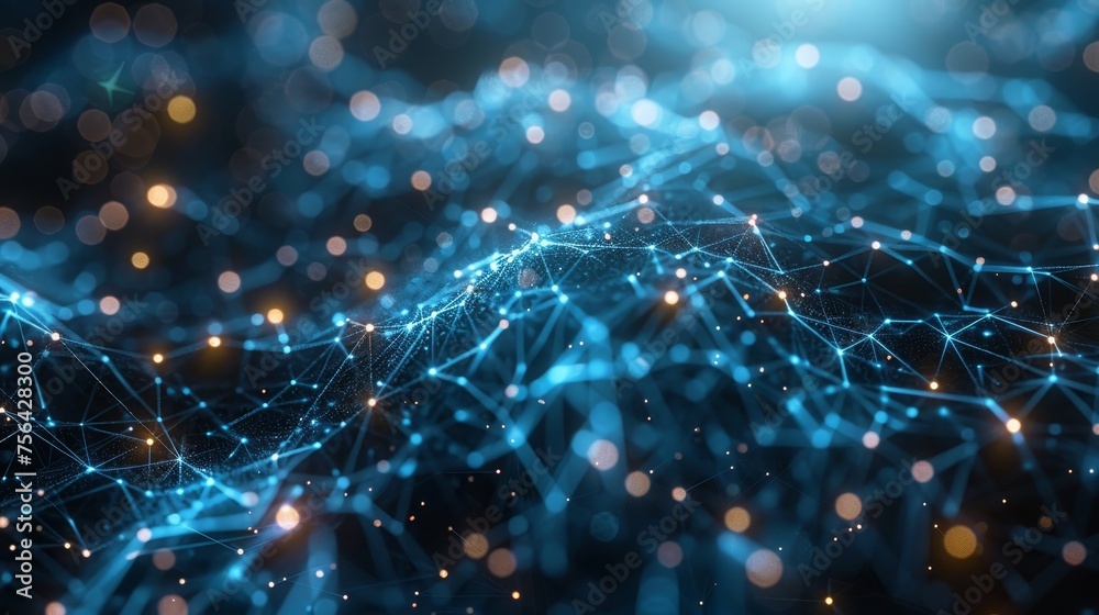Poster an artificial intelligence (ai) concept and a worldwide communication network.