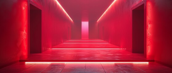 An architectural background with red design in 3D