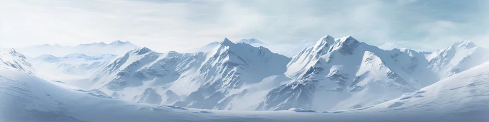 Fotobehang Snowy Mountain Range Painting © Piotr