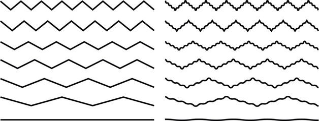 Collection of abstract wavy curve line vector illustration.
