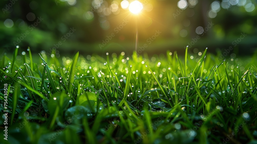 Poster grass that is fresh and green (shallow depth of field).