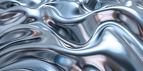 close up of a glossy metal surface in silver color with a soft focus Chrome Ripple Effect On Shiny Metal Surface In 3d Rendering Background  Metal chrome liquid background abstract texture with waves