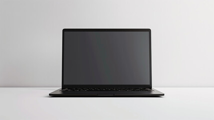 Business concept with minimalist laptop on white background.