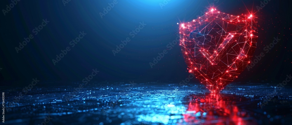 Poster providing secure services, protecting data, cyber shield, antivirus solution, internet safety, firew