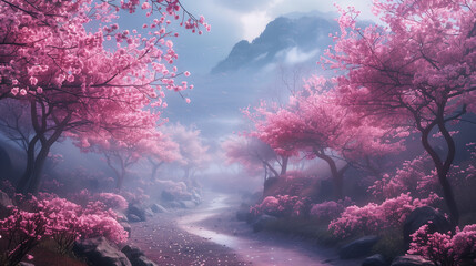 Fototapeta na wymiar beautiful sakura flowers blossom in spring garden