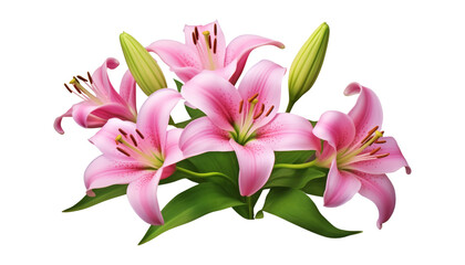 pink lily flower isolated on transparent background cutout