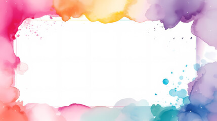 Fototapeta premium Simple watercolor border with empty white