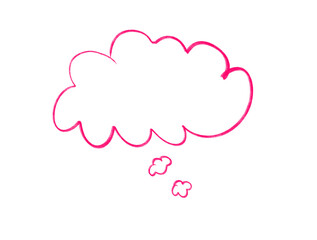 pink thinking bubble clip art sketch on transparent background