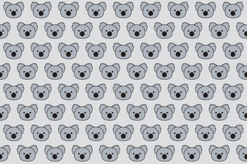Illustration, wallpaper face of koala bear on grey color background.