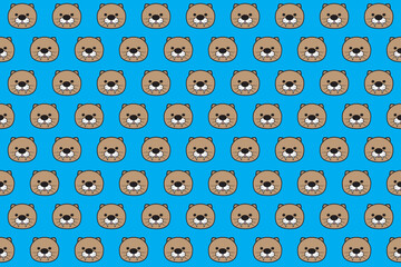 Illustration, wallpaper face of seal on blue color background.
