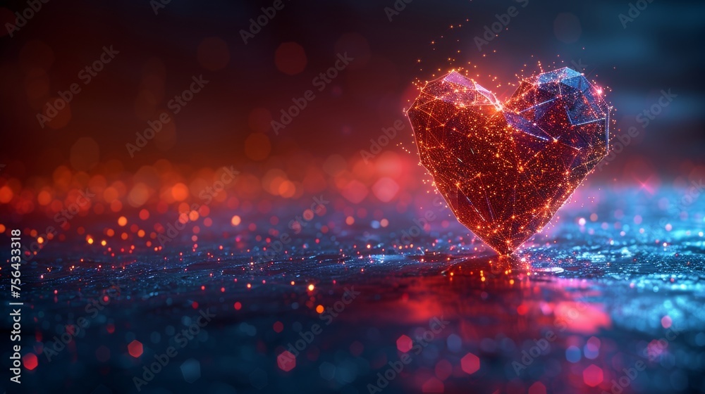 Aufkleber i love you with a heart shape. happy valentine's day card with low poly design. abstract geometric b