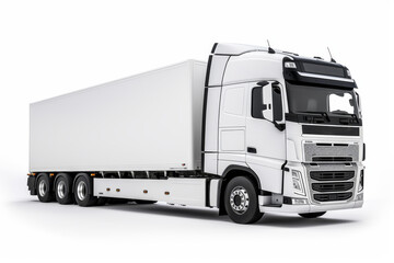 Modern truck with trailer on a white background