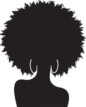 recommend clip art: Afro girl silhouette, black woman face with stylized hairstyle vector illustration