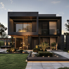 modern house design in black and brown. home design.