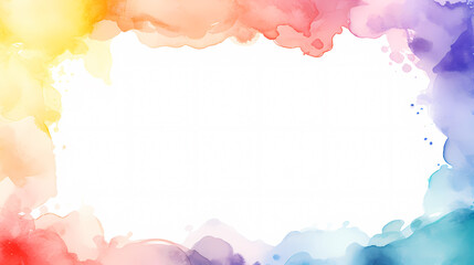 Fototapeta premium Simple watercolor border with empty white