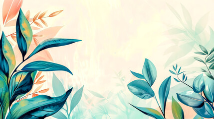 Serene botanical background with pastel tones