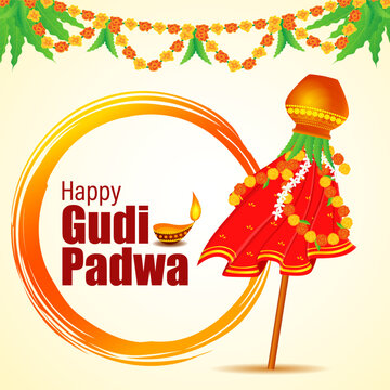 Vector illustration of Happy Gudi Padwa social media feed template