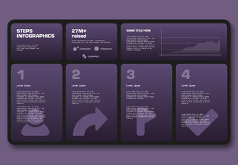 Grid Layout Infographics Template with Steps