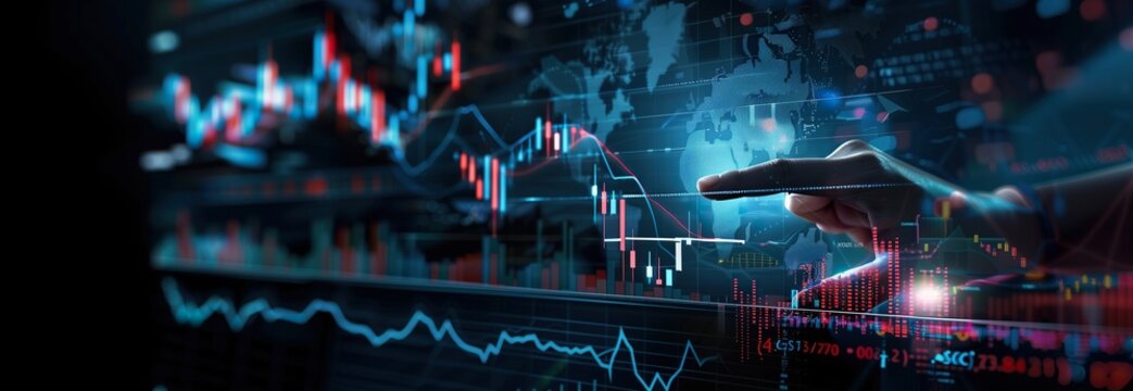 Analyzing Market Trends: Person Holding Phone in Front of Stock Chart. Generative AI