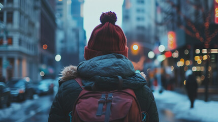 Obraz premium people in the city walking in winter