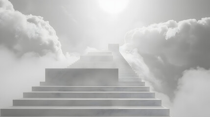 Ascending to the Bright Skies - Staircase Among Clouds