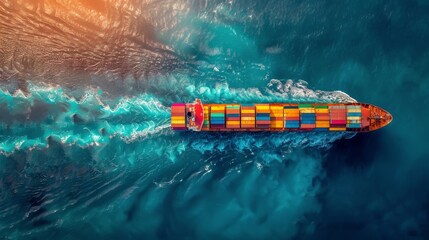 Large Container Ship Crossing the Ocean - 756441349
