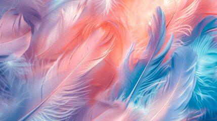 Soft feathers in serene pastel hues creating a delicate backdrop